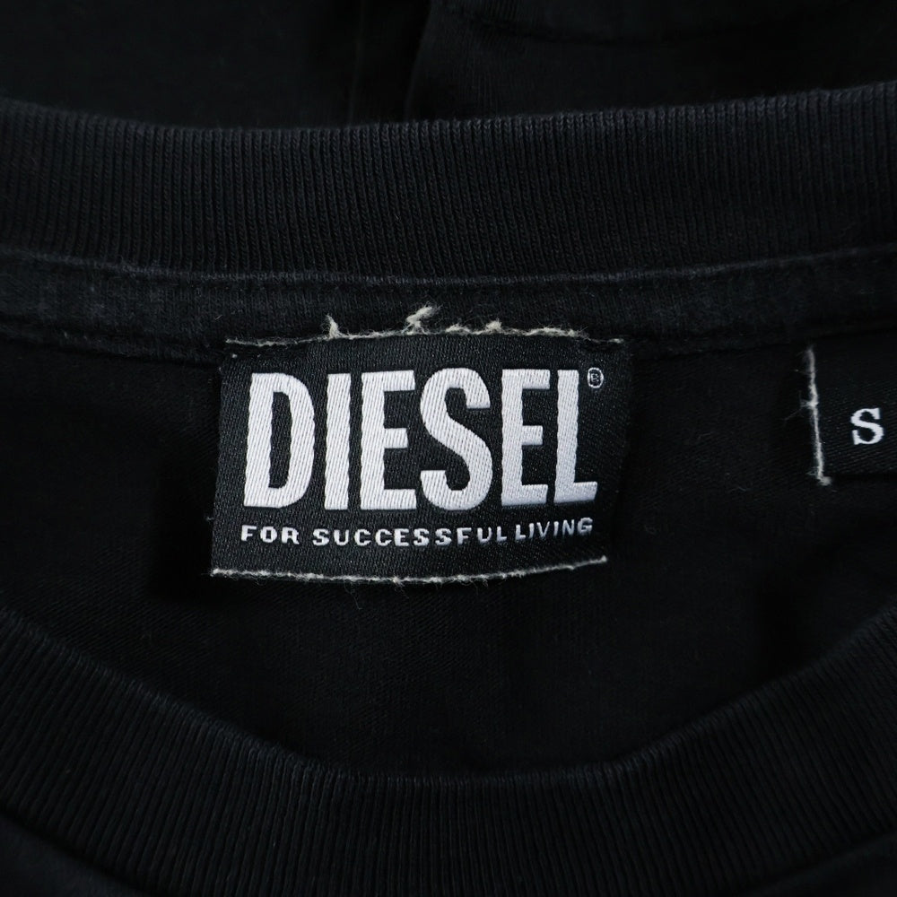 DIESEL(ディーゼル) T-JUST-B60 フロントプリント 半袖Tシャツ カットソー ブラック A02977