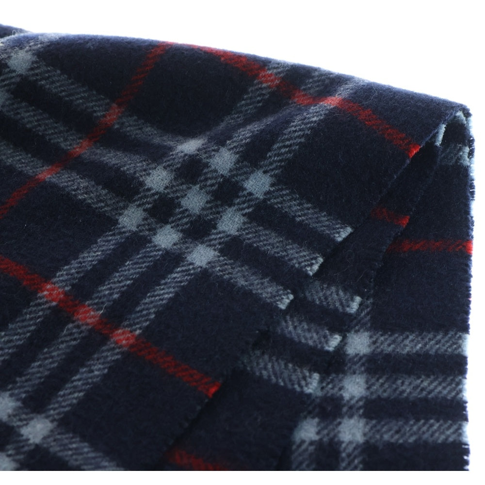 BURBERRY(バーバリー) ノヴァチェック ウール フリンジマフラー ネイビー