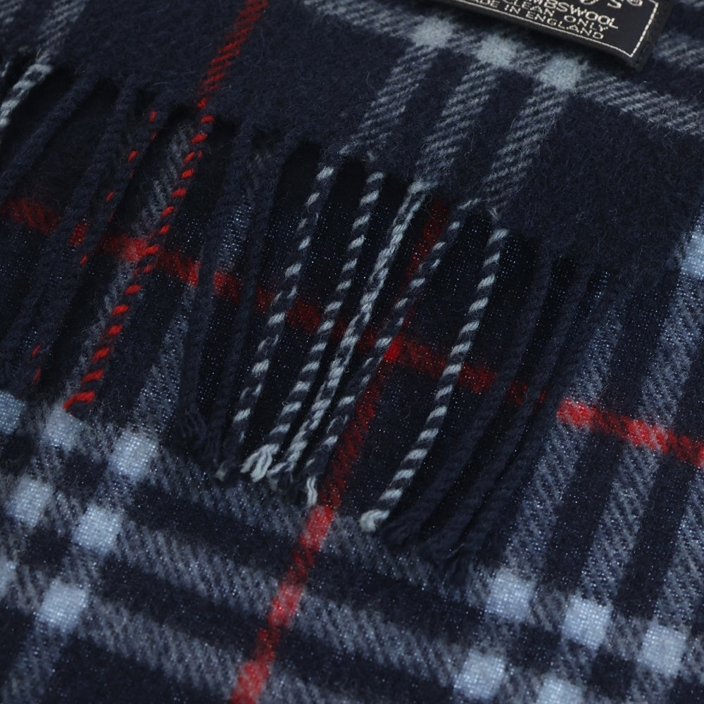 BURBERRY(バーバリー) ノヴァチェック ウール フリンジマフラー ネイビー