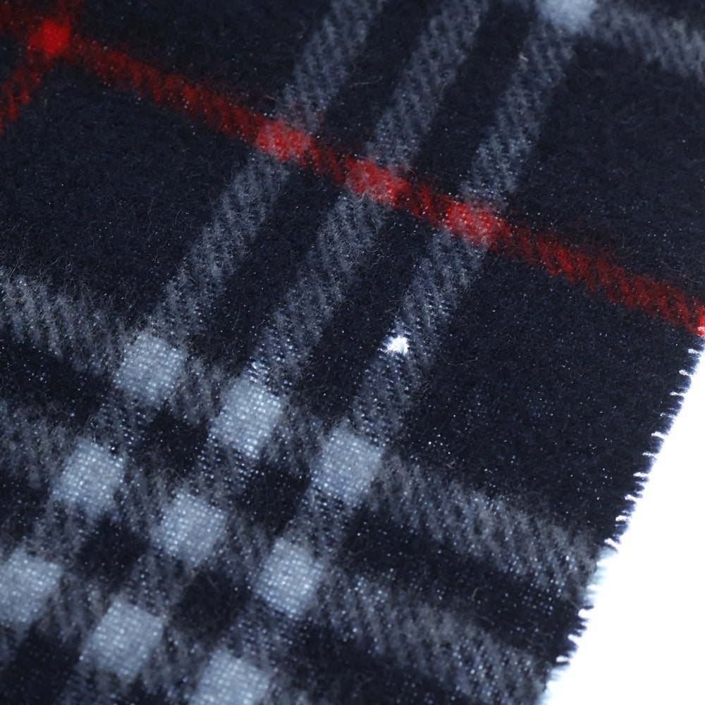 BURBERRY(バーバリー) ノヴァチェック ウール フリンジマフラー ネイビー