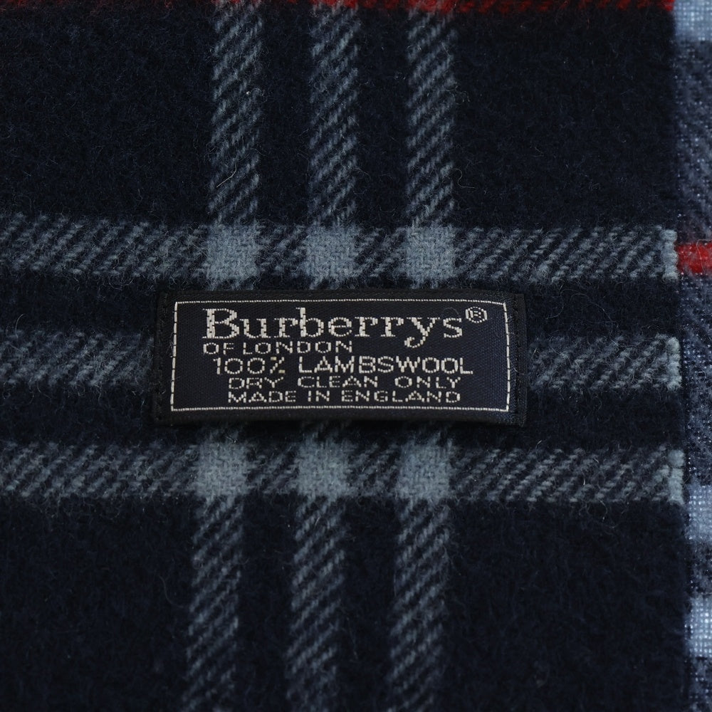BURBERRY(バーバリー) ノヴァチェック ウール フリンジマフラー ネイビー