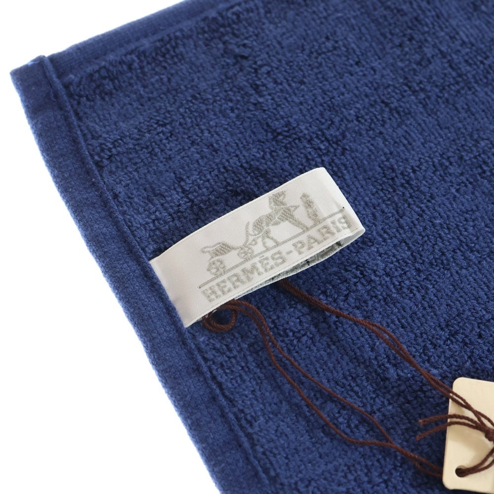HERMES(エルメス) Hロゴ総柄 コットン ハンカチ ハンドタオル ブルー
