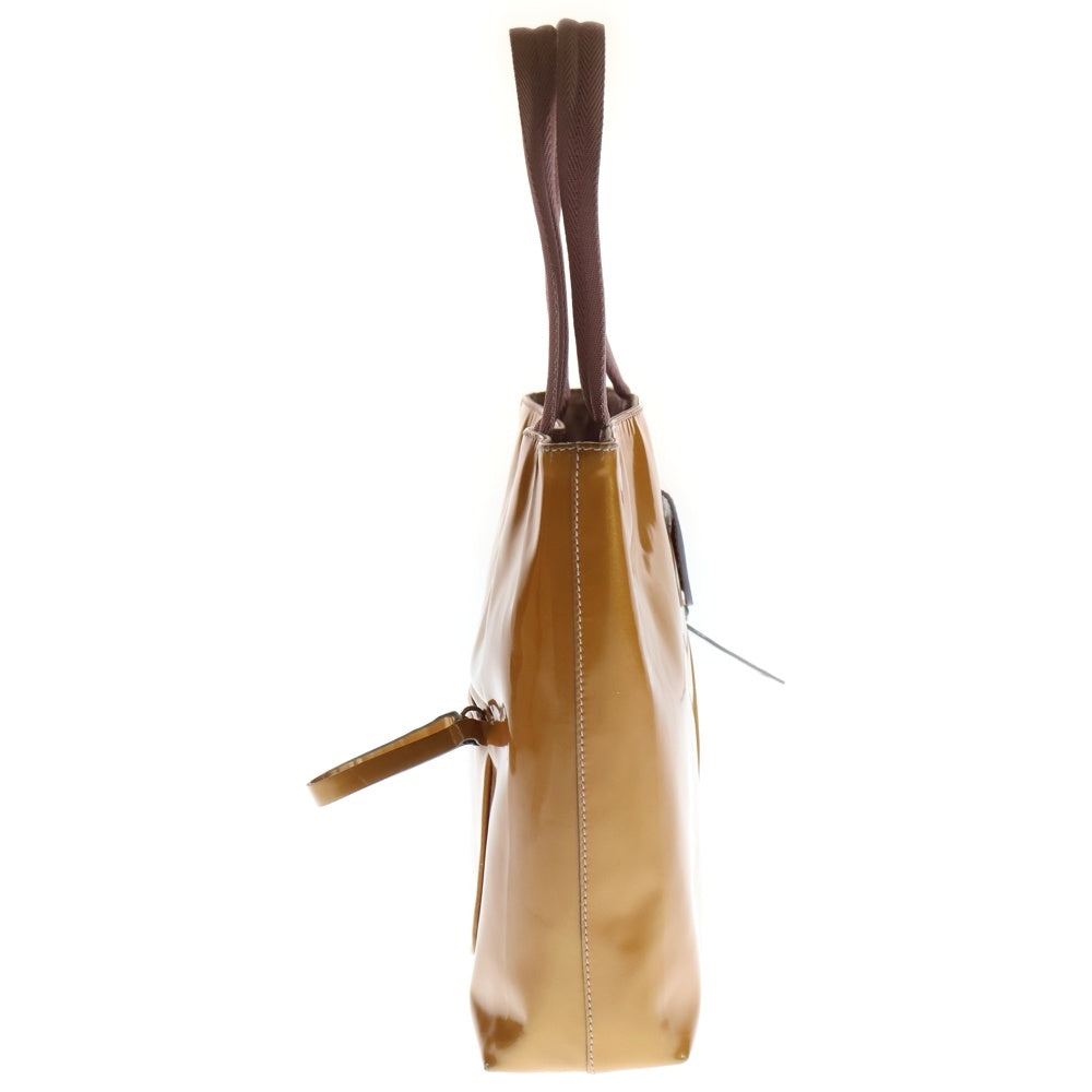 PRADA(プラダ) エナメル ポケット付き ハンドバッグ イエロー レディース