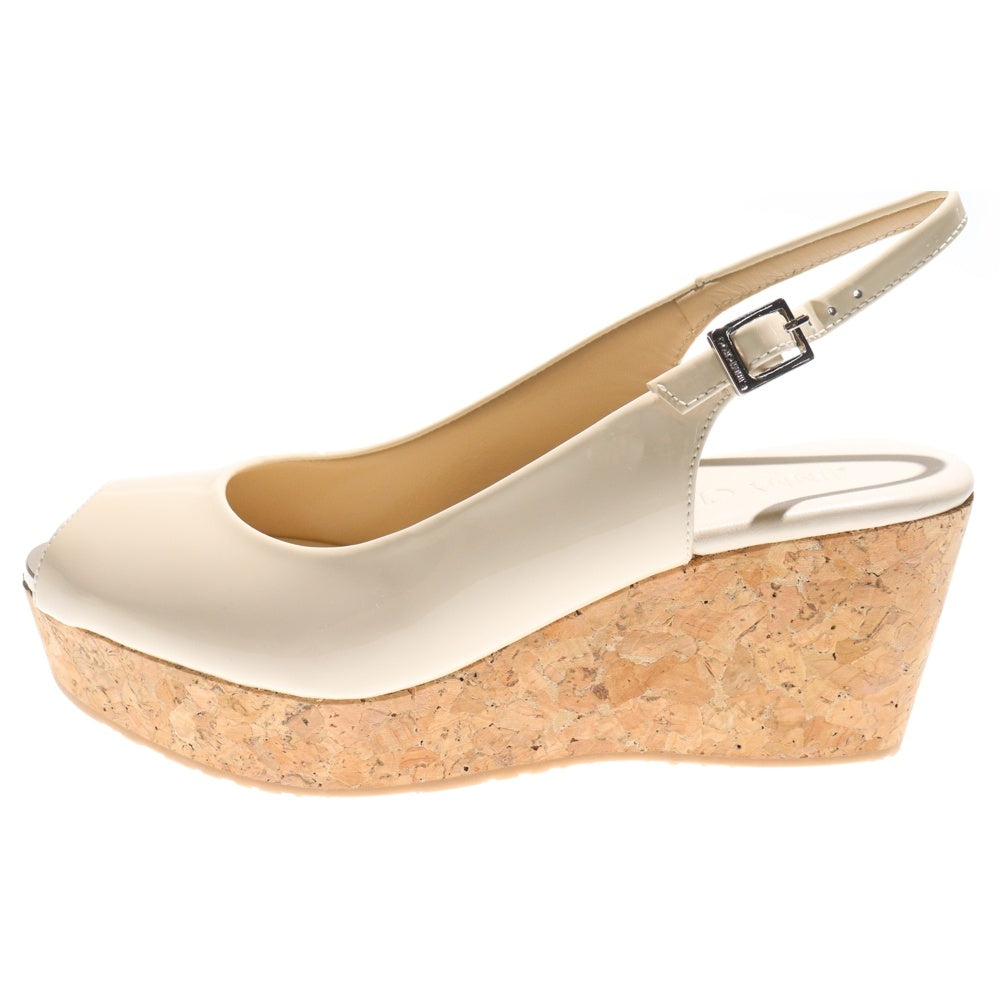 JIMMY CHOO(ジミーチュウ) PRAISE プライズ パテントレザー ウェッジソール ハイヒール サンダル レディース ベージュ J00013295937