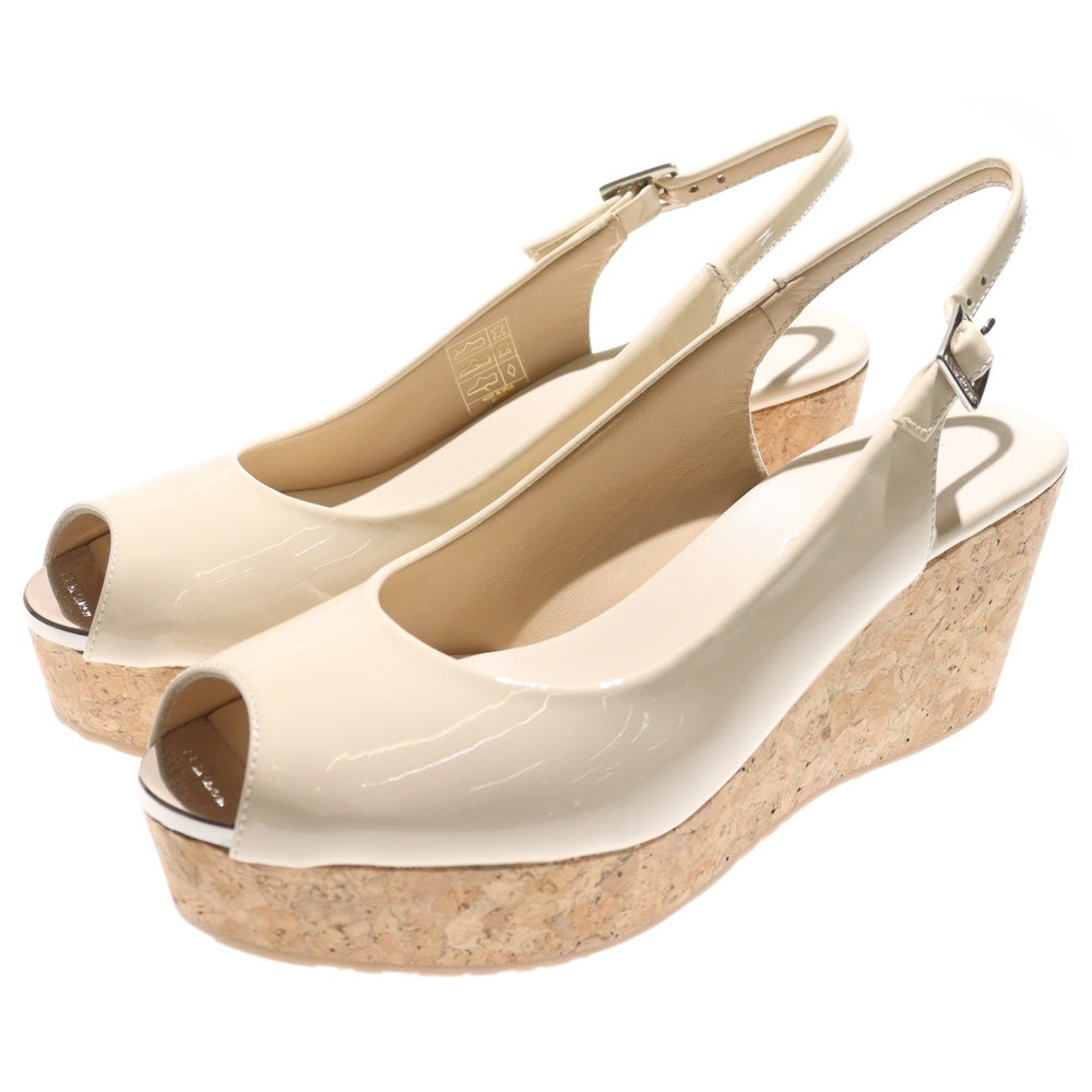 JIMMY CHOO(ジミーチュウ) PRAISE プライズ パテントレザー ウェッジソール ハイヒール サンダル レディース ベージュ J00013295937