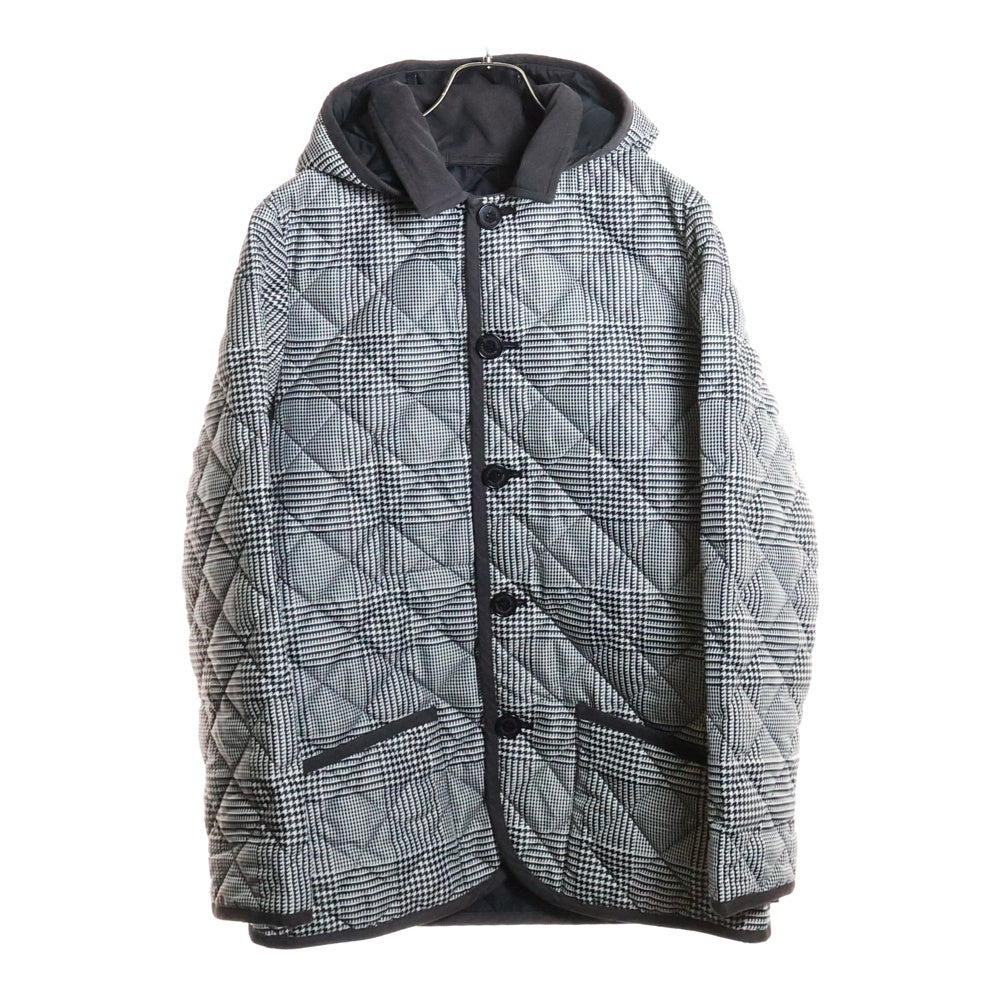 Traditional Weatherwear(トラディショナル ウェザーウェア) 千鳥格子柄 キルティング フーデッドコート ホワイト/ブラック G182APQCO0024PA