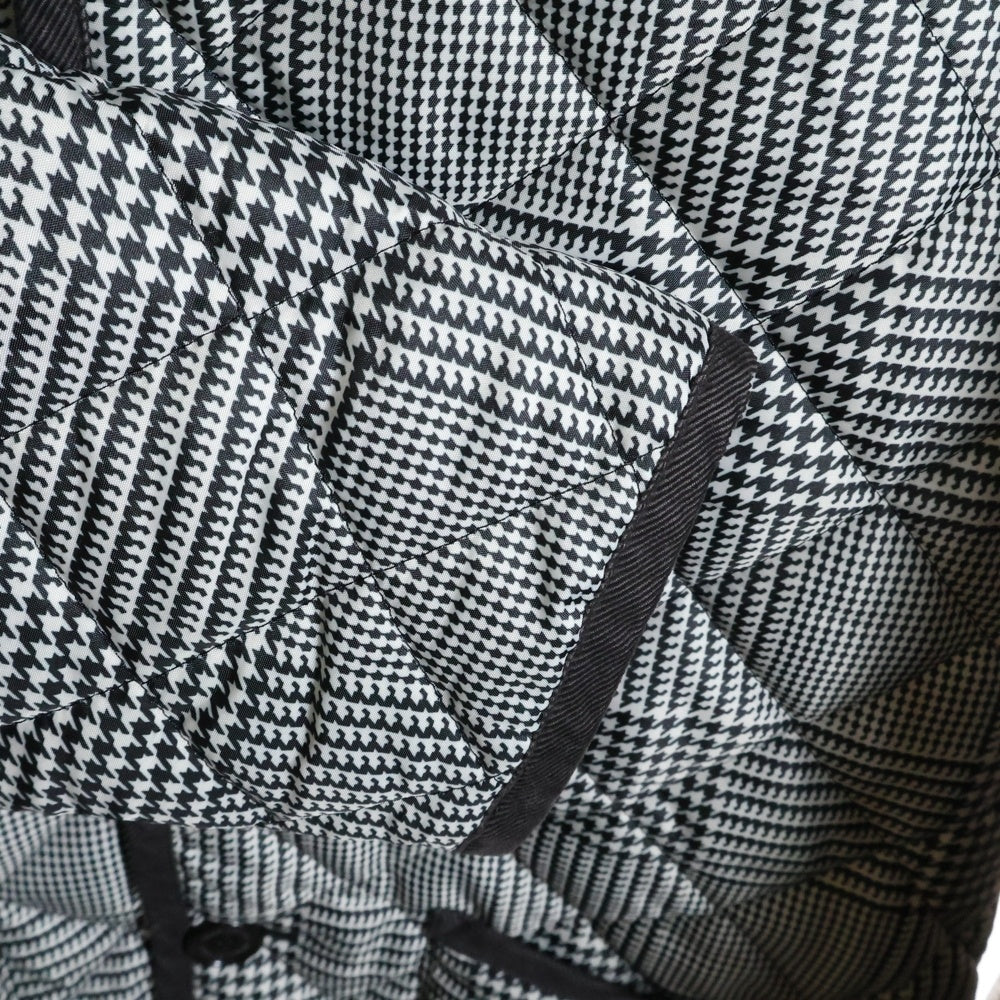 Traditional Weatherwear(トラディショナル ウェザーウェア) 千鳥格子柄 キルティング フーデッドコート ホワイト/ブラック G182APQCO0024PA