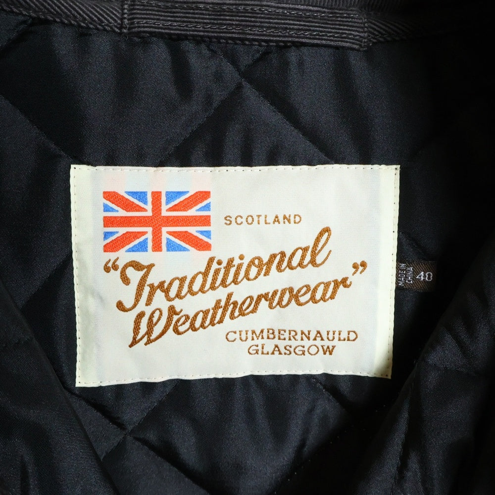 Traditional Weatherwear(トラディショナル ウェザーウェア) 千鳥格子柄 キルティング フーデッドコート ホワイト/ブラック G182APQCO0024PA