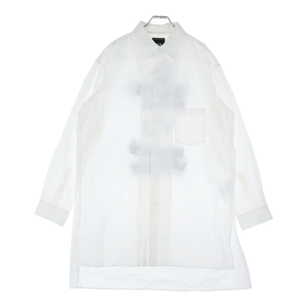Y-3(ワイスリー) U GFX LOGO SHIR グラフィックロゴ バックプリント 胸ポケット ボタンアップ 長袖シャツ ホワイト JM3202