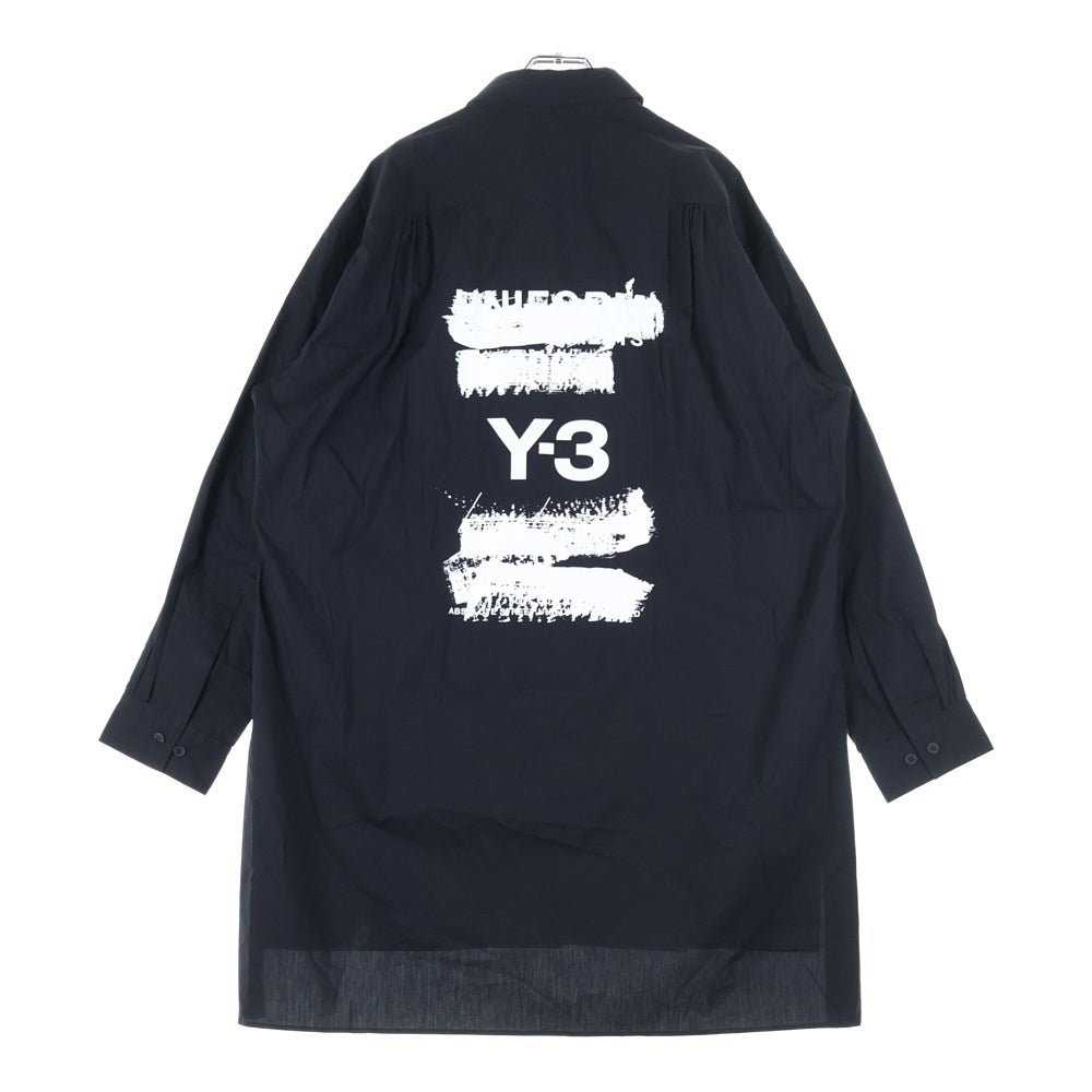 Y-3(ワイスリー) U GFX LOGO SHIR グラフィックロゴ バックプリント 胸ポケット ボタンアップ 長袖シャツ ブラック JN4878