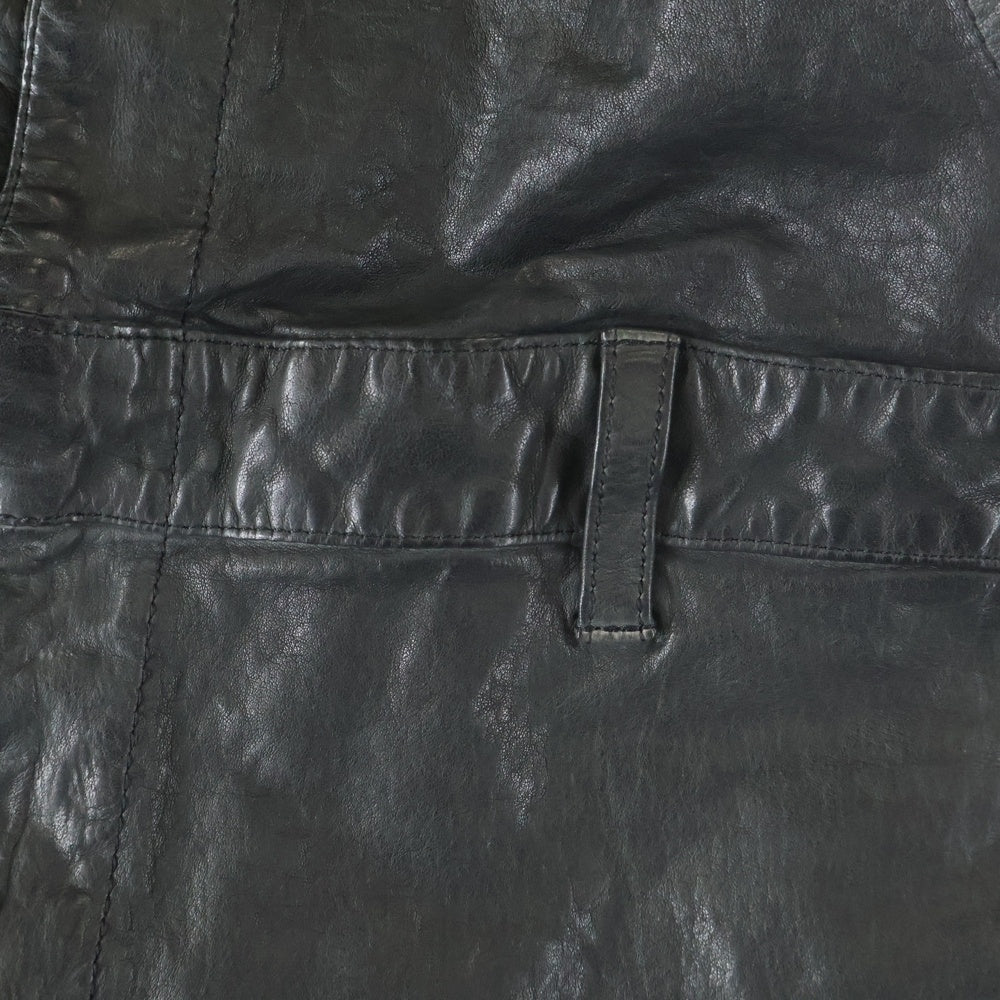 ISAMU KATAYAMA BACKLASH(イサムカタヤマバックラッシュ) ジャパンステア 製品染 サルエルサロペット レザーオーバーオール ブラック 2039-07