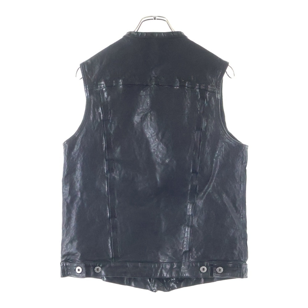 ISAMU KATAYAMA BACKLASH(イサムカタヤマバックラッシュ) FRENCH SHOULDER GARMENT-DYED CLUB VEST フレンチショルダー製品染 ジップアップ レザークラブベスト ブラック 1842-13