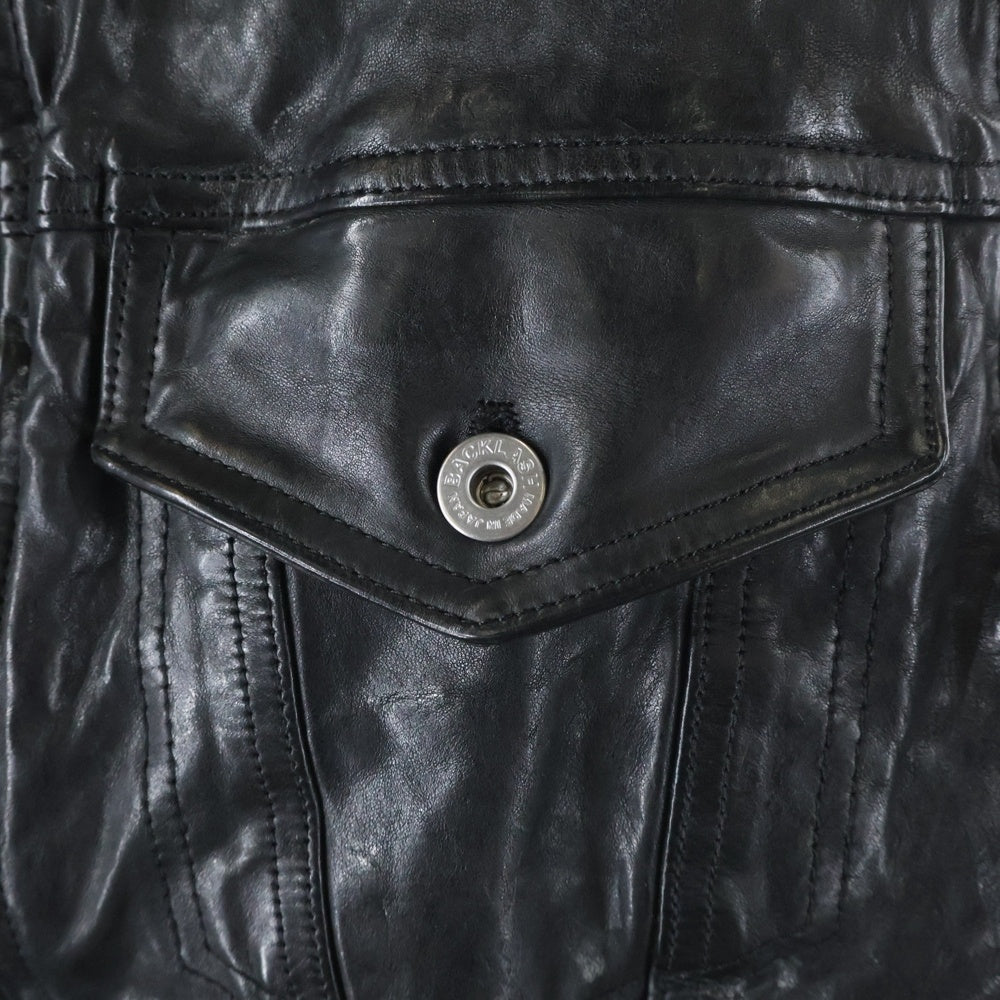 ISAMU KATAYAMA BACKLASH(イサムカタヤマバックラッシュ) FRENCH SHOULDER GARMENT-DYED CLUB VEST フレンチショルダー製品染 ジップアップ レザークラブベスト ブラック 1842-13