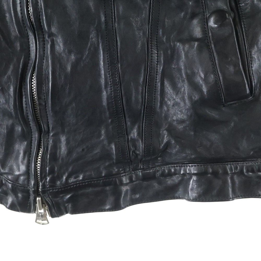 ISAMU KATAYAMA BACKLASH(イサムカタヤマバックラッシュ) FRENCH SHOULDER GARMENT-DYED CLUB VEST フレンチショルダー製品染 ジップアップ レザークラブベスト ブラック 1842-13