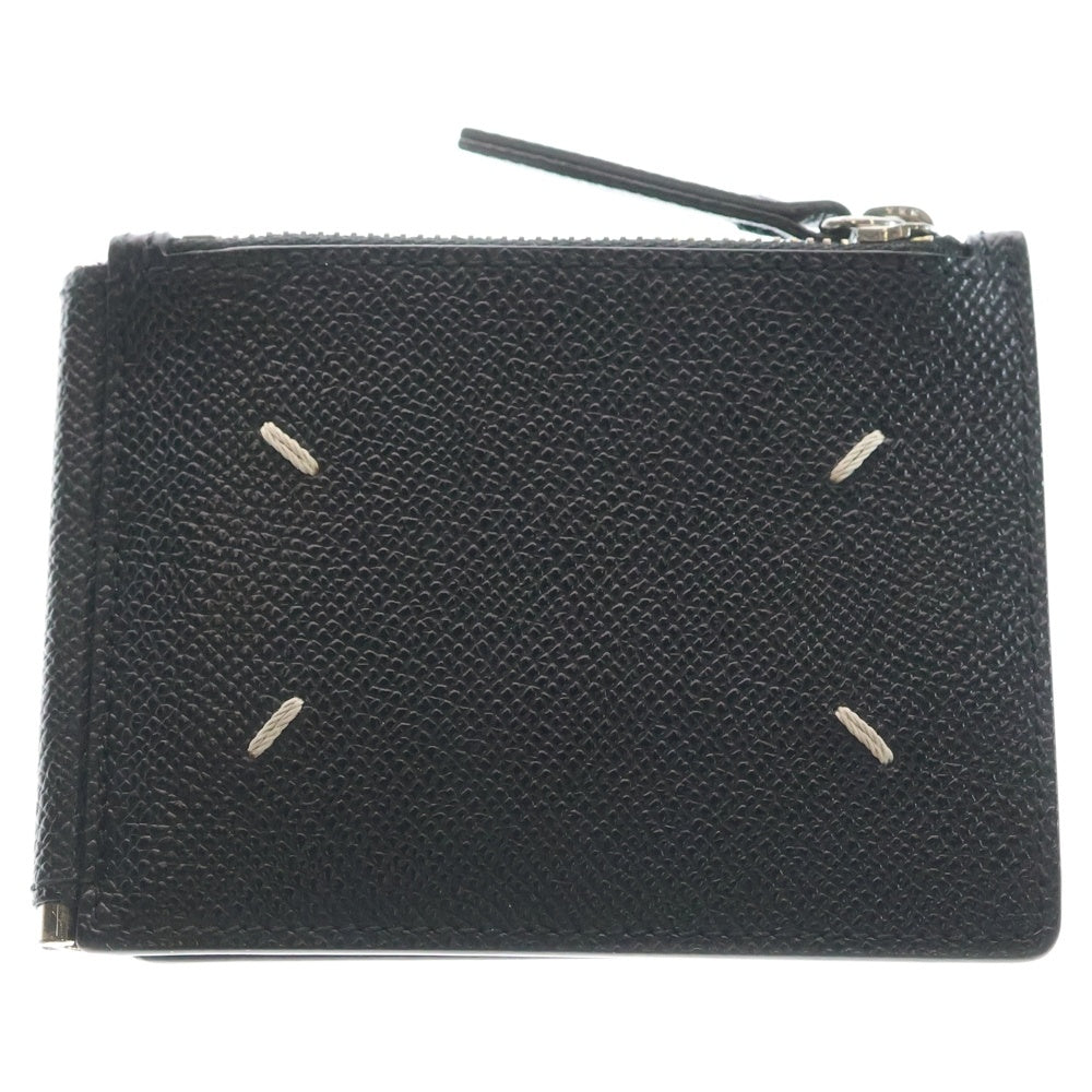 Maison Margiela 11(メゾンマルジェラ11) 4ステッチ マネークリップ付き レザーウォレット 二つ折り財布 ブラック SA1U0018