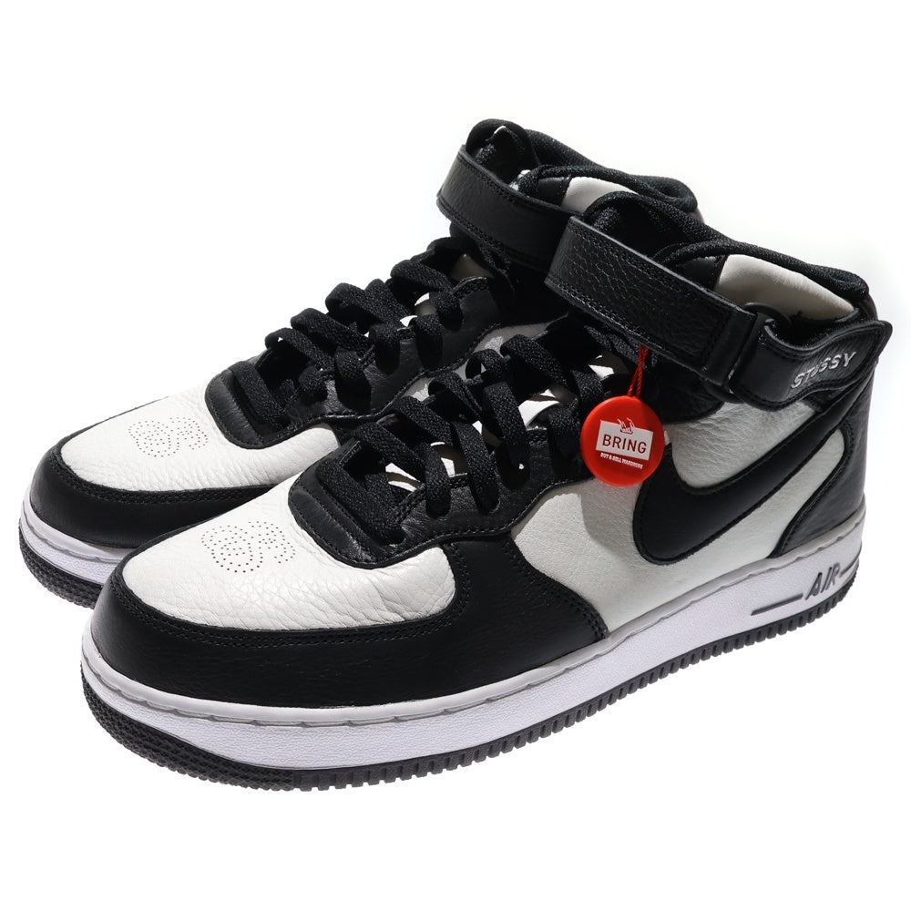 NIKE(ナイキ) ×STUSSY AIR FORCE 1 MID ステューシー エアフォース1 ミッドカットスニーカー ブラック/ホワイト US11/29cm DJ7840-002