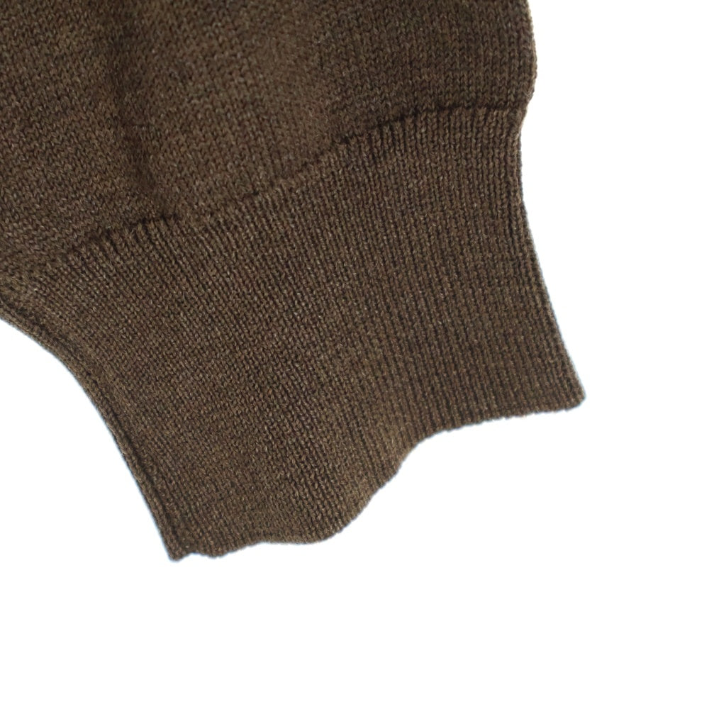 BURBERRY(バーバリー) 刺繍 ロゴ 長袖 ニット ポロシャツ ブラウン