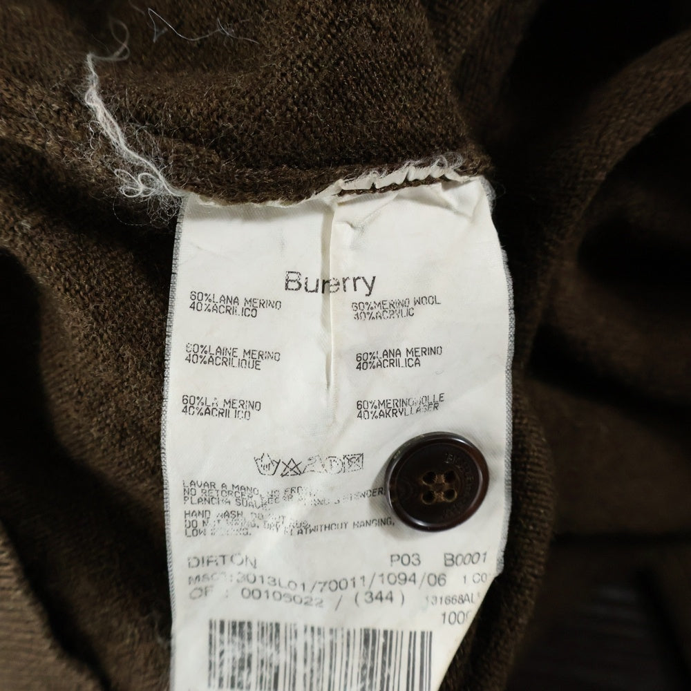 BURBERRY(バーバリー) 刺繍 ロゴ 長袖 ニット ポロシャツ ブラウン