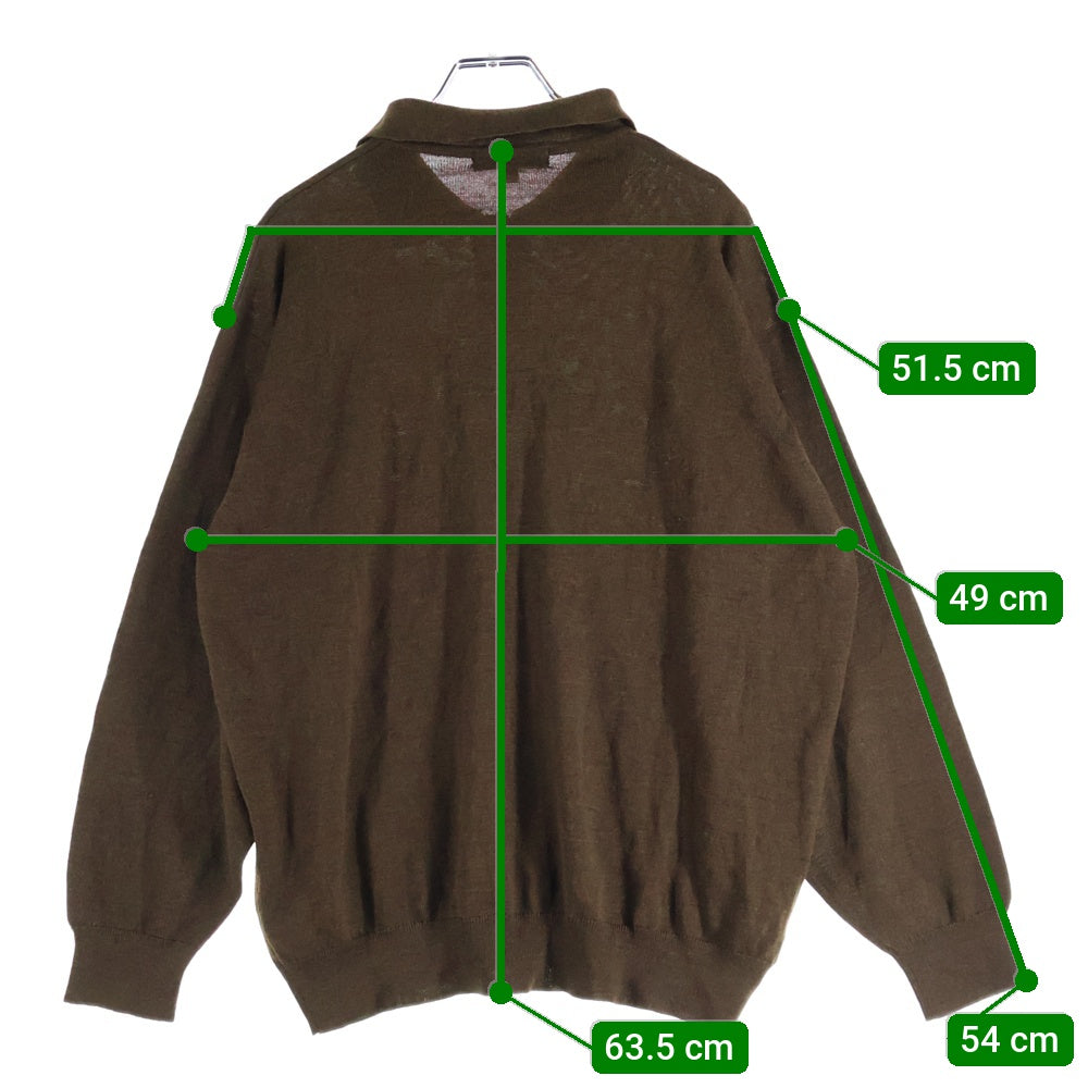 BURBERRY(バーバリー) 刺繍 ロゴ 長袖 ニット ポロシャツ ブラウン