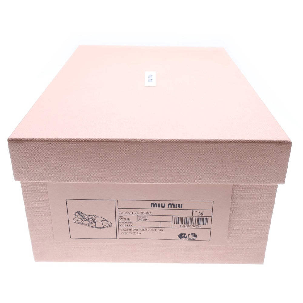 miumiu(ミュウミュウ) SMOOTH LEATHER FLAT SANDALS スムース レザー フラット サンダル レディース ブラウン 5X214E