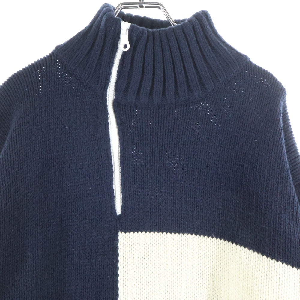 kudos(クードス) 18AW ハーフジップ ハイネック ウールニットセーター ネイビー/アイボリー KK18YY01