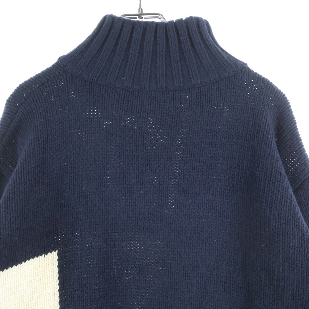 kudos(クードス) 18AW ハーフジップ ハイネック ウールニットセーター ネイビー/アイボリー KK18YY01