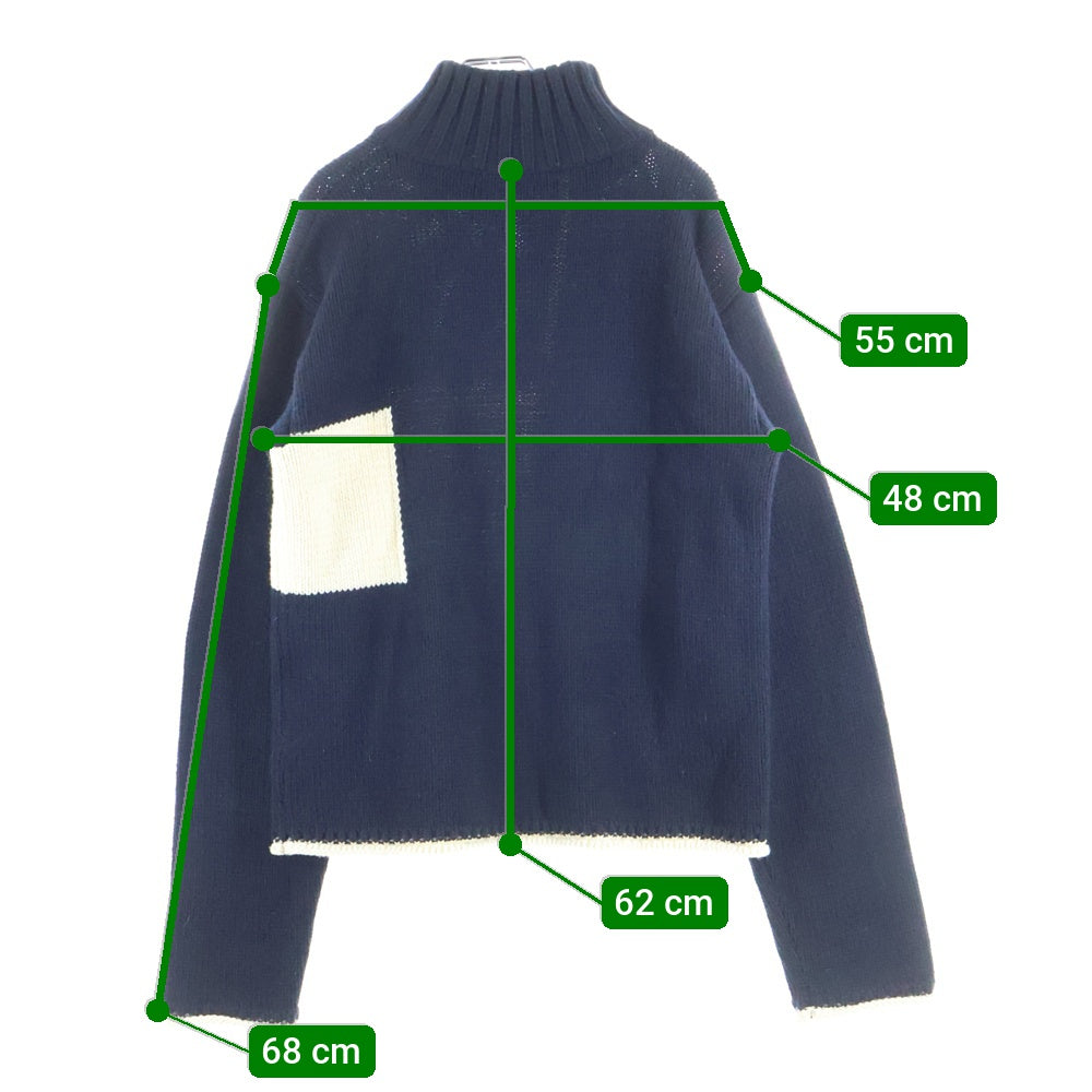 kudos(クードス) 18AW ハーフジップ ハイネック ウールニットセーター ネイビー/アイボリー KK18YY01