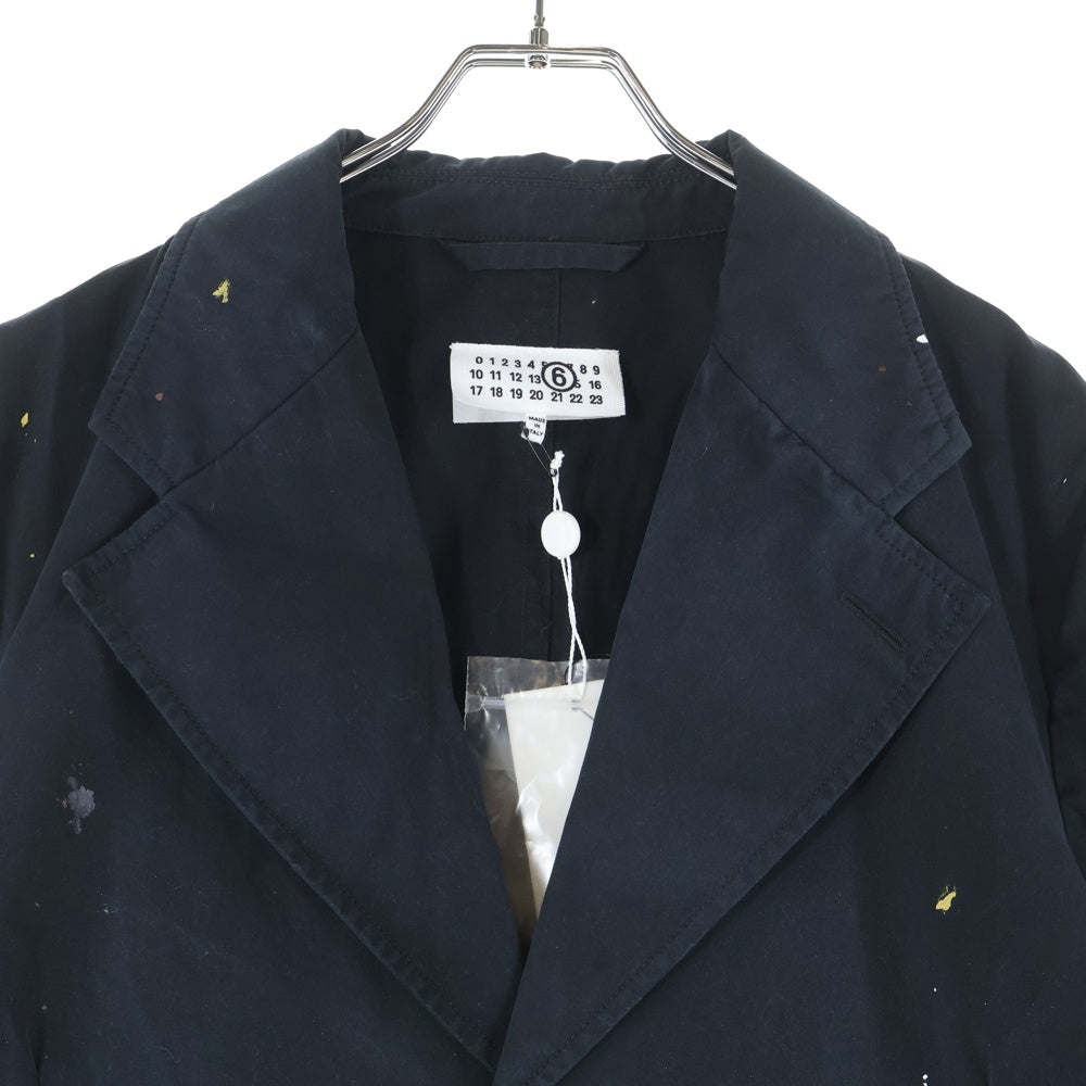 MM6 Maison Margiela(エムエムシックスメゾンマルジェラ) 25SS ペイント加工 コットン シングルテーラードジャケット ブラック SH2BN0012 S78537