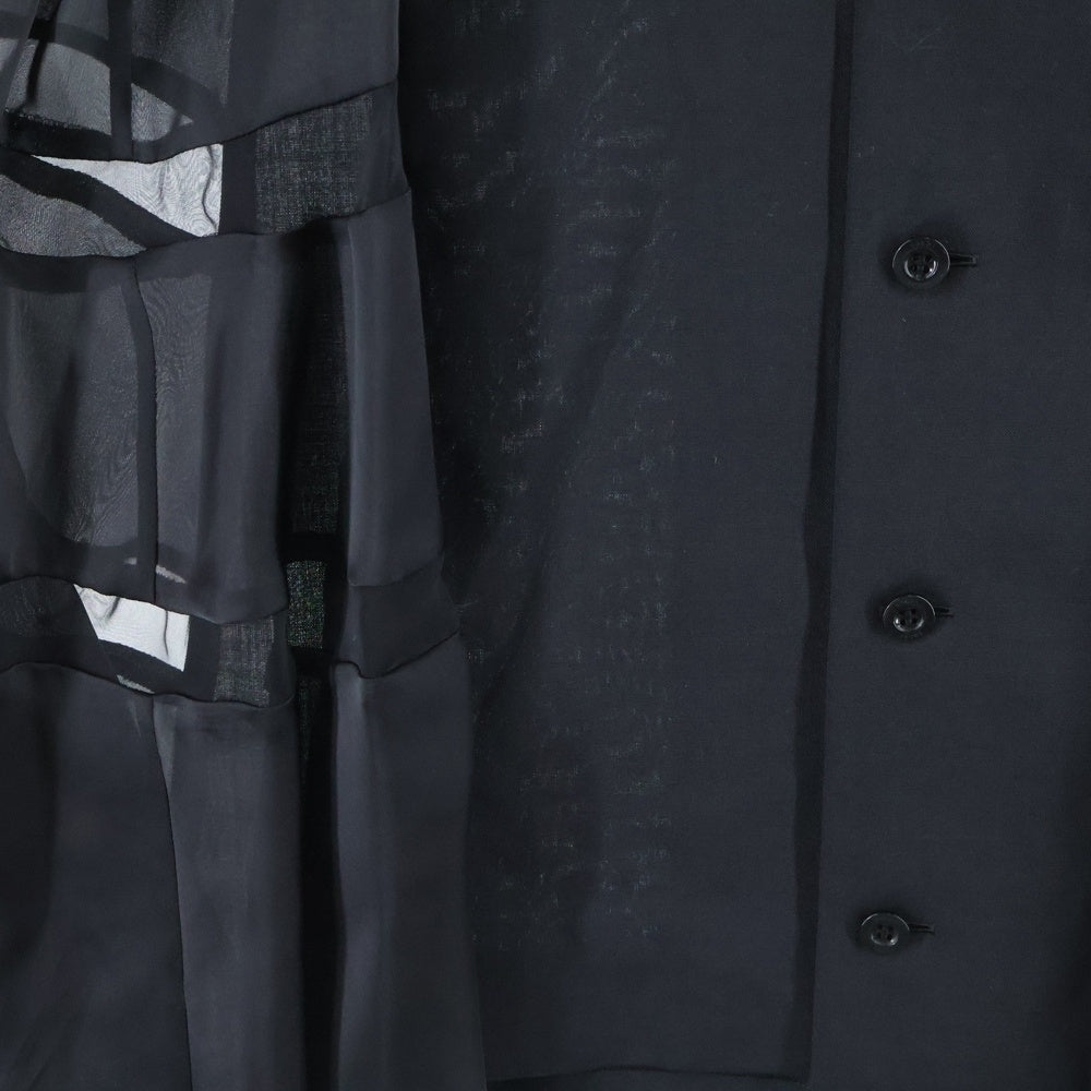 Sacai(サカイ) 25SS SUITING SATIN DRESS スイッチング サテン マルチポケット 半袖ワンピース ドレス レディース ブラック 25-07807