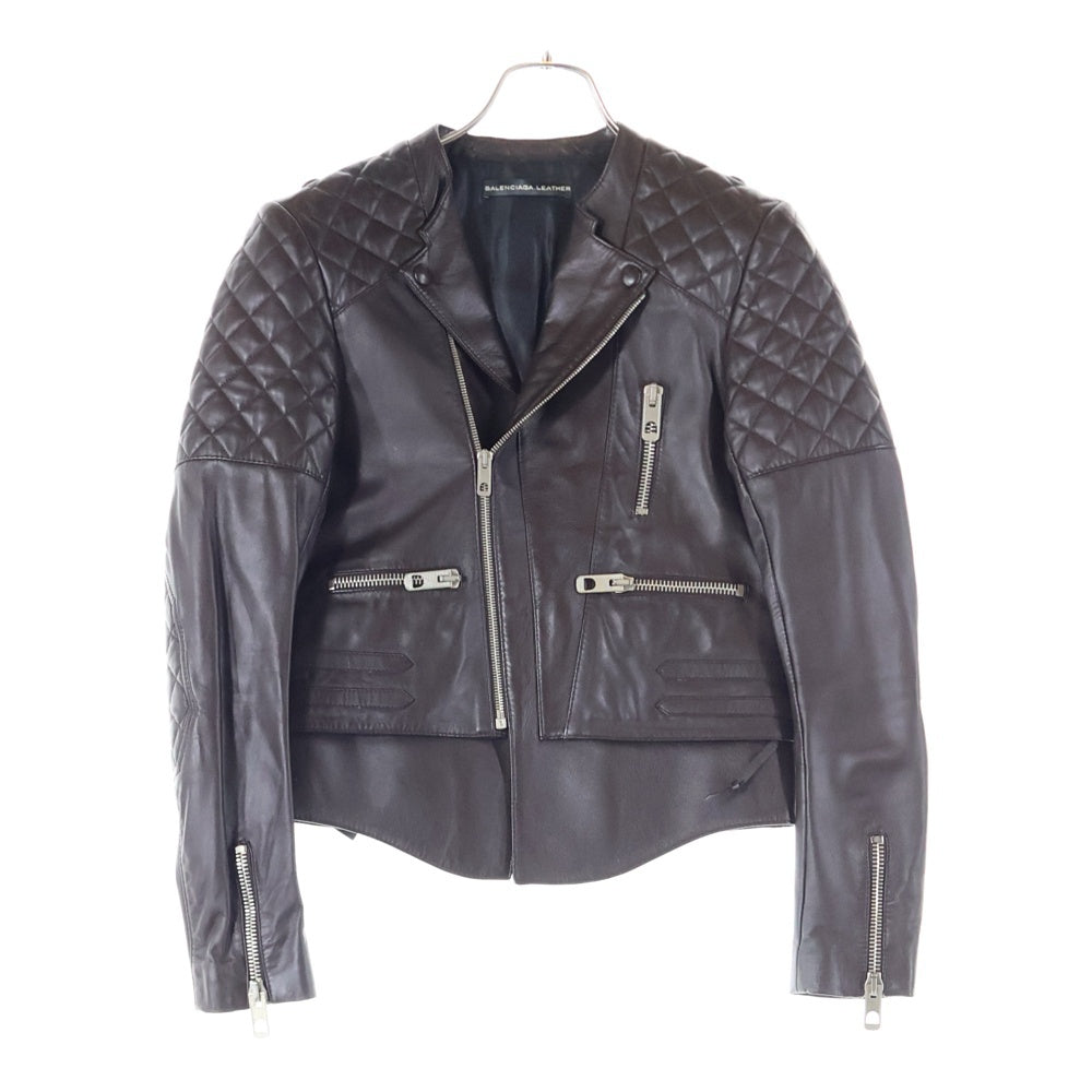 BALENCIAGA(バレンシアガ) シープスキン ダブルライダースジャケット レディース ブラウン 301194 TDHB8