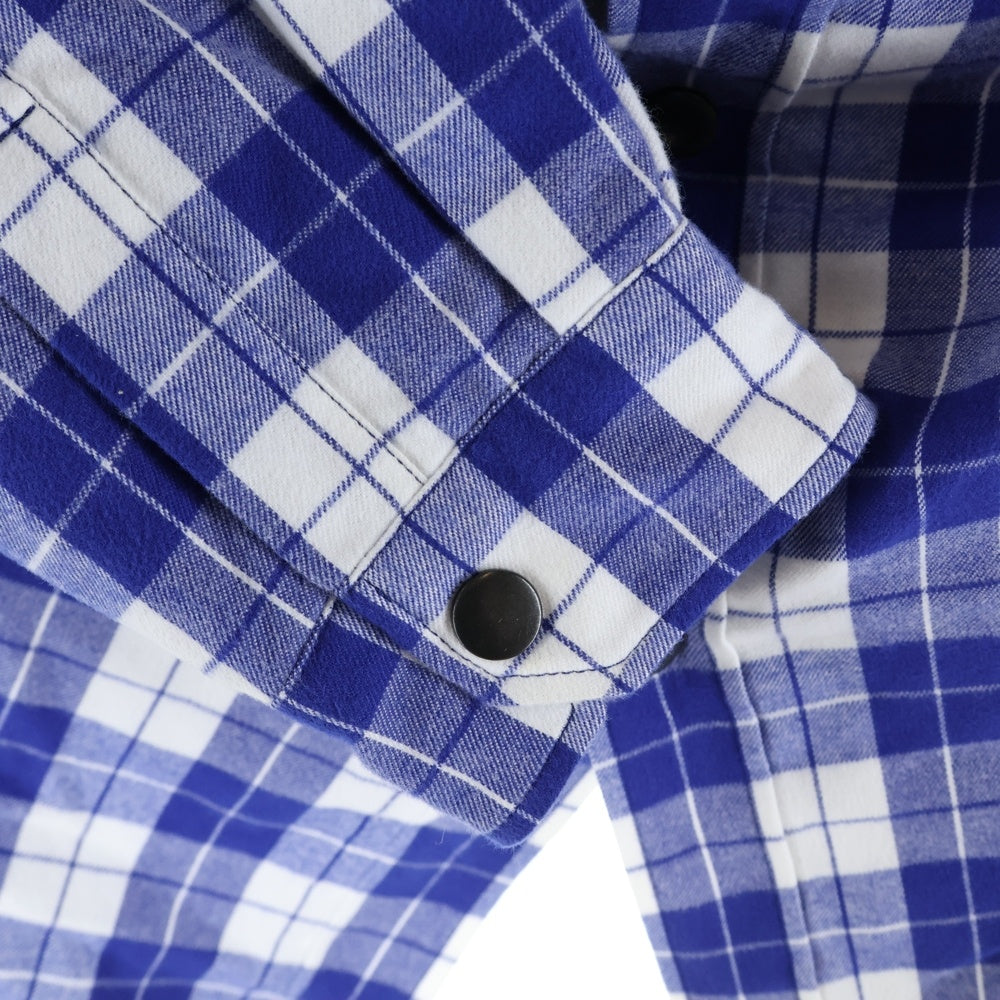 BALENCIAGA(バレンシアガ) 20AW 裏地キルティング チェックシャツジャケット ブルー/ホワイト 583874 TEM20