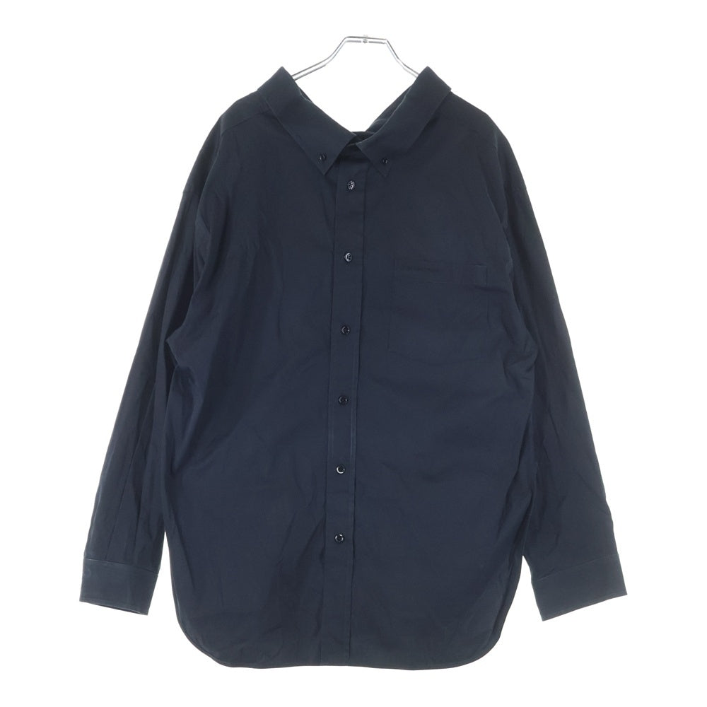 BALENCIAGA(バレンシアガ) ロゴ刺繍 スウィングカラー ロングスリーブ コットンシャツ ブラック 491851 TWB01