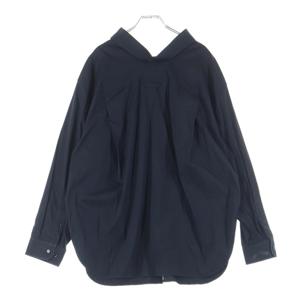 BALENCIAGA(バレンシアガ) ロゴ刺繍 スウィングカラー ロングスリーブ コットンシャツ ブラック 491851 TWB01