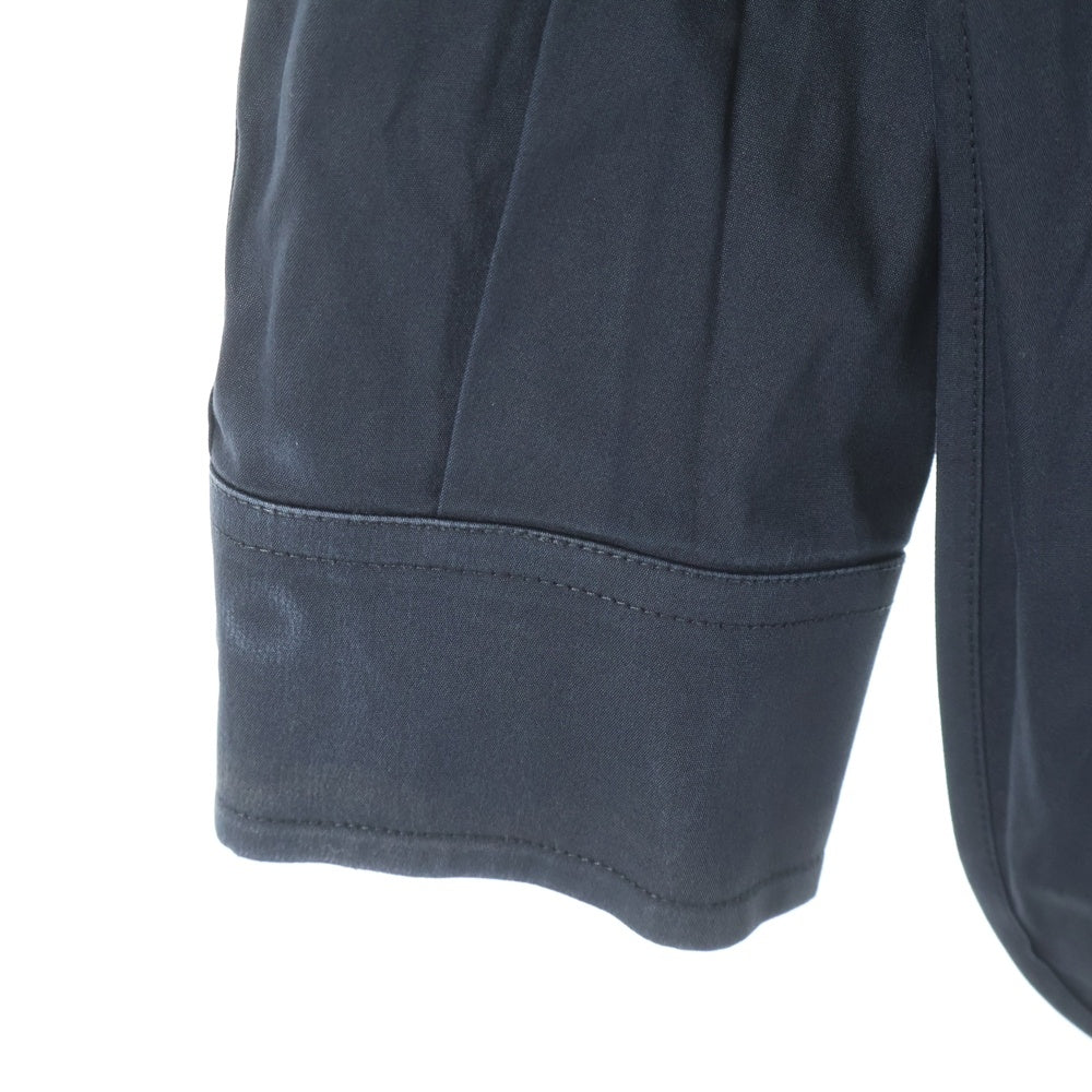 BALENCIAGA(バレンシアガ) ロゴ刺繍 スウィングカラー ロングスリーブ コットンシャツ ブラック 491851 TWB01