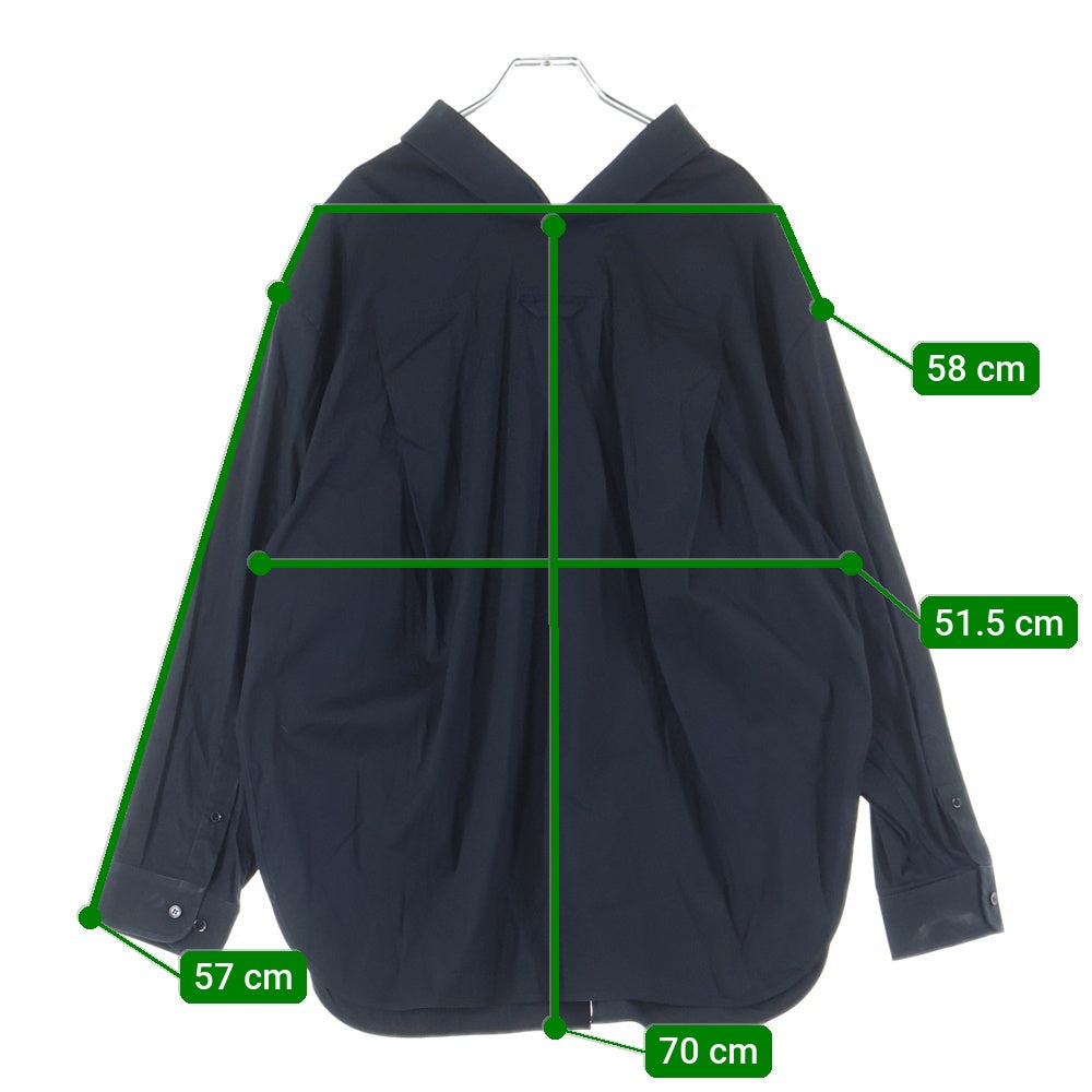 BALENCIAGA(バレンシアガ) ロゴ刺繍 スウィングカラー ロングスリーブ コットンシャツ ブラック 491851 TWB01