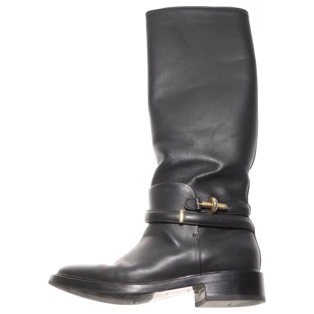 BALENCIAGA(バレンシアガ) ゴールド金具 レザーロングヒールブーツ レディース ブラック 252995