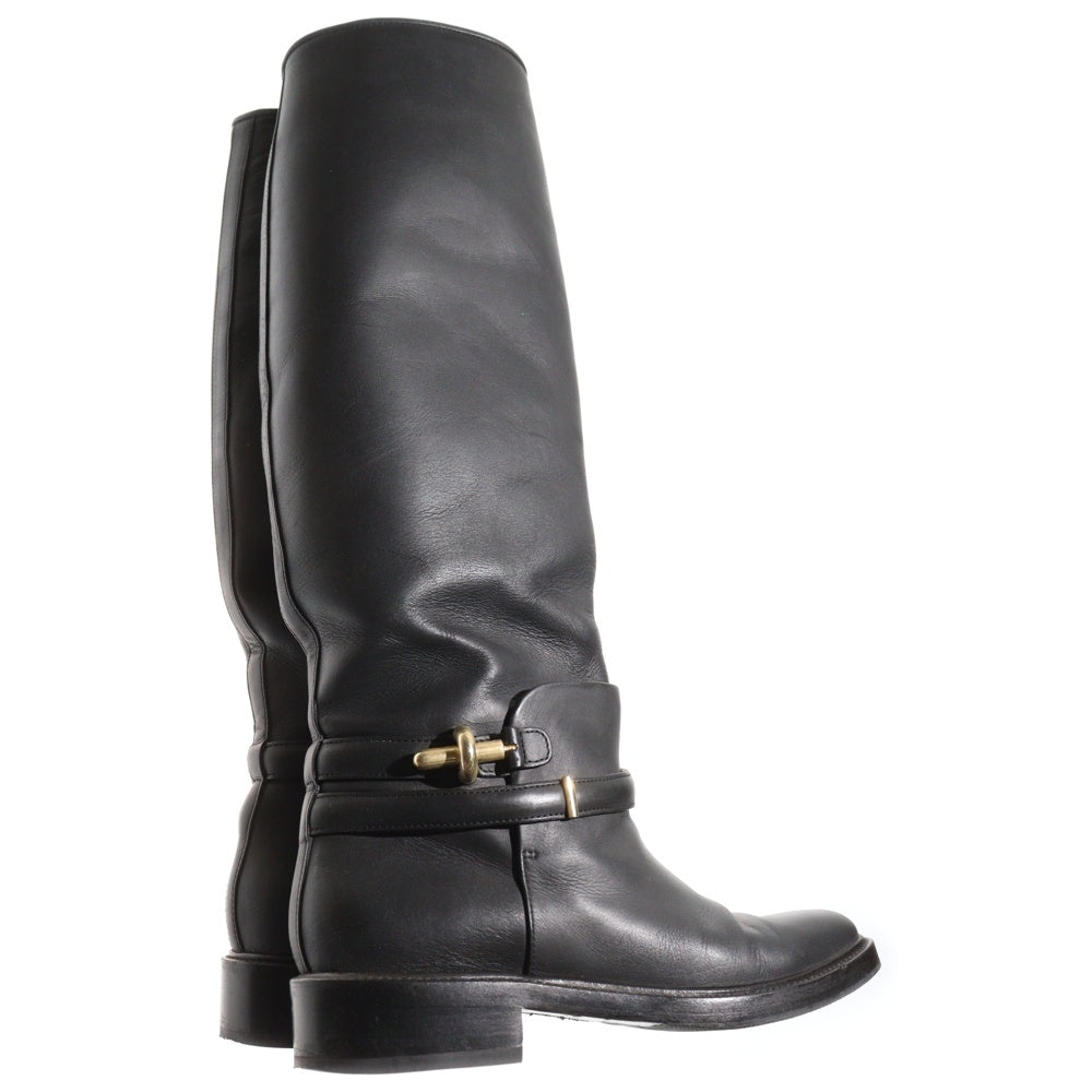 BALENCIAGA(バレンシアガ) ゴールド金具 レザーロングヒールブーツ レディース ブラック 252995