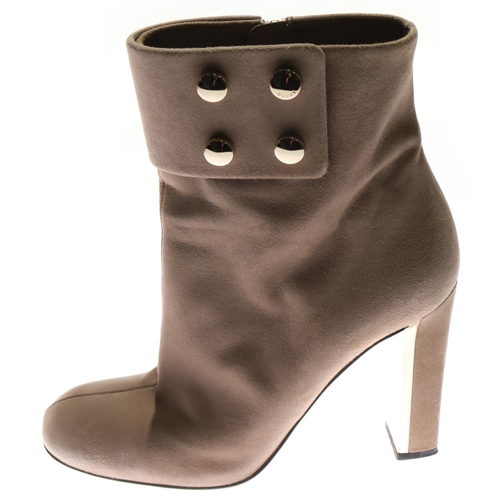 GUCCI(グッチ) サークルスタッズ スウェードレザーヒールブーツ レディース ベージュ 247670