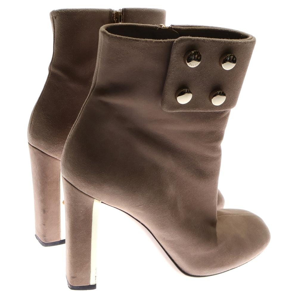 GUCCI(グッチ) サークルスタッズ スウェードレザーヒールブーツ レディース ベージュ 247670