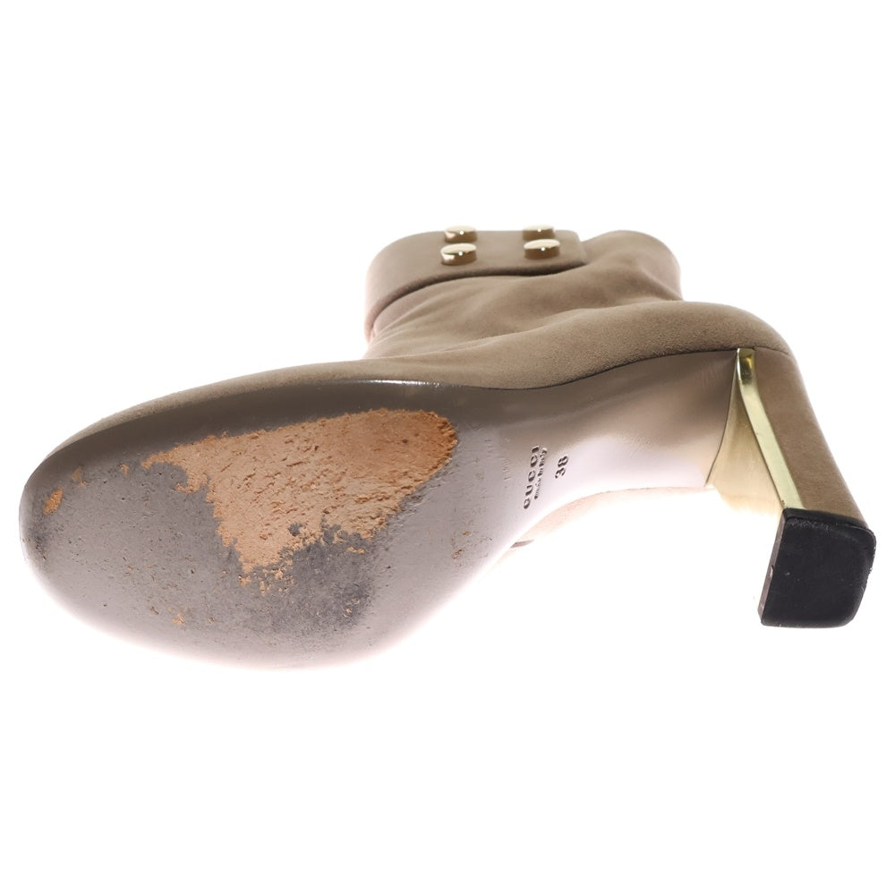 GUCCI(グッチ) サークルスタッズ スウェードレザーヒールブーツ レディース ベージュ 247670