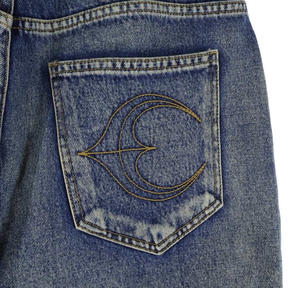 THUG CLUB(サグクラブ) DOUBLE KNEE DAMAGE SHORTS ダブルニー ダメージ デニムショーツ ハーフパンツ インディゴ TC24PT0301