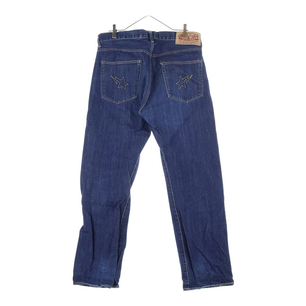 A BATHING APE(アベイシングエイプ) ポケットスター刺繍 ジップフライデニムパンツ インディゴ