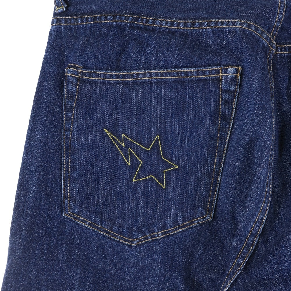 A BATHING APE(アベイシングエイプ) ポケットスター刺繍 ジップフライデニムパンツ インディゴ