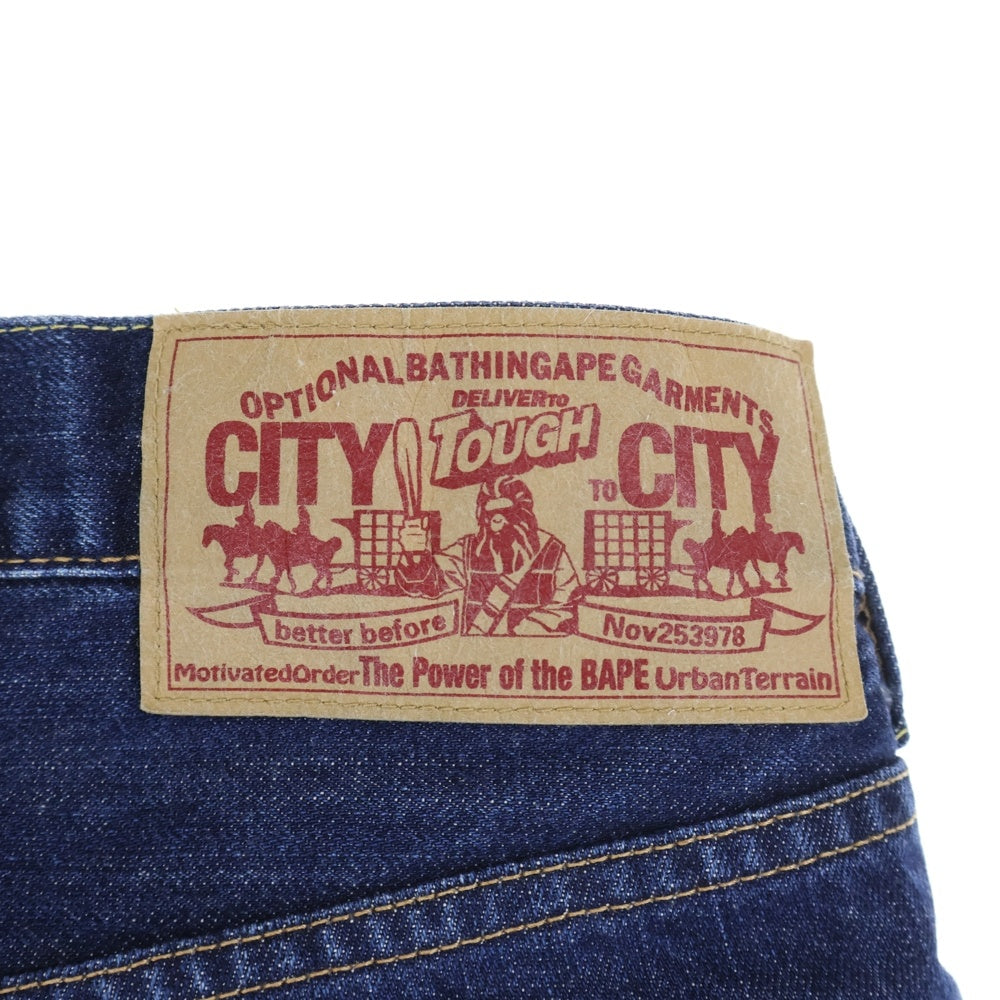 A BATHING APE(アベイシングエイプ) ポケットスター刺繍 ジップフライデニムパンツ インディゴ