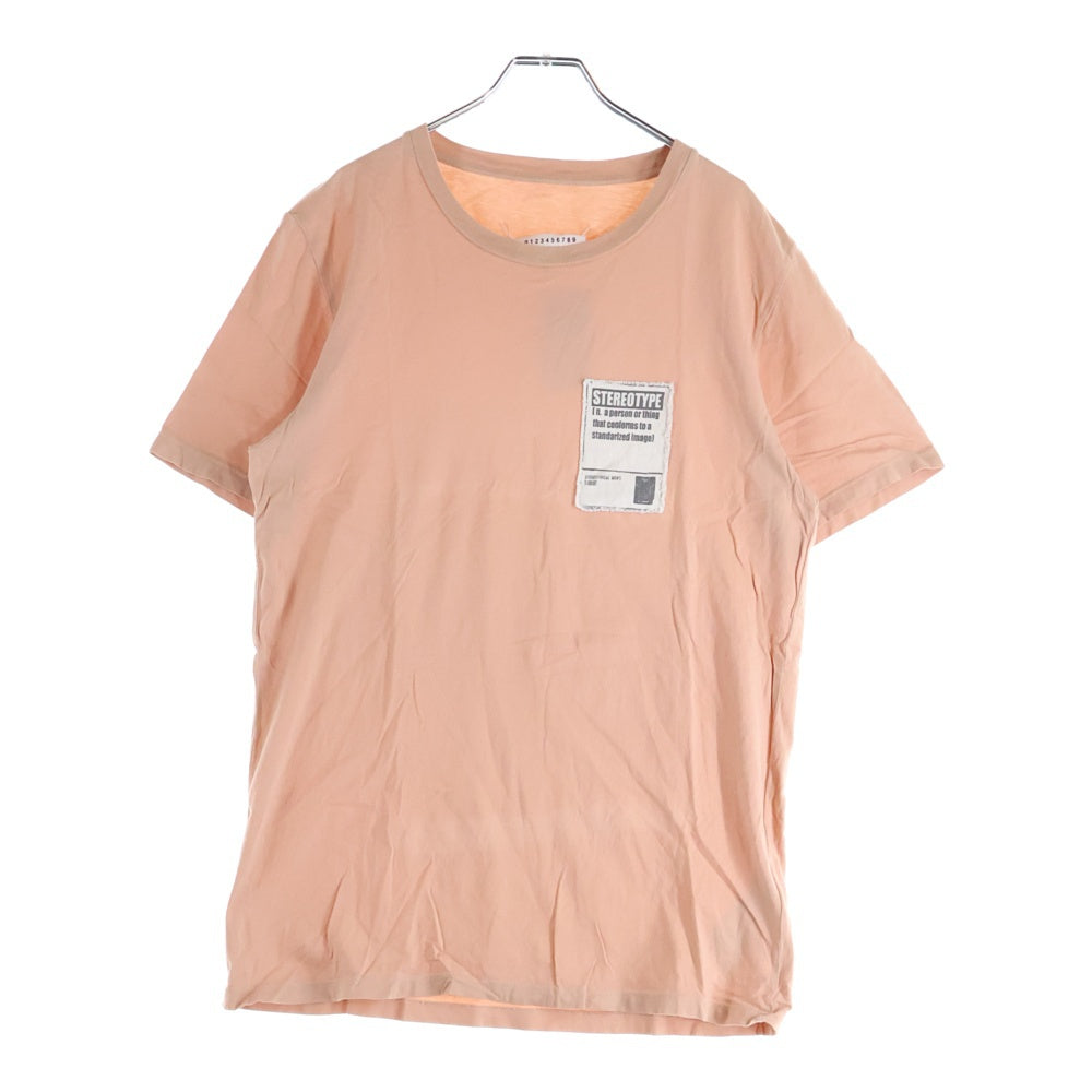 Maison Margiela 10(メゾン マルジェラ) 18SS STEREO TYPE ステレオ タイプ 胸ロゴデザイン クルーネック カットソー Tシャツ ピンク S50GC0499