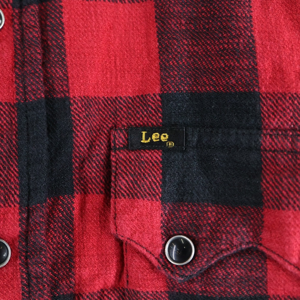 LEE(リー) ×AKM エーケーエム ダブル胸ポケット チェック柄 ウェスタン長袖シャツ ブラック/レッド 95820