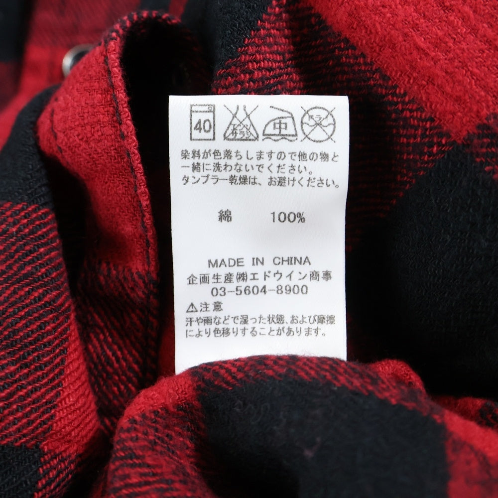 LEE(リー) ×AKM エーケーエム ダブル胸ポケット チェック柄 ウェスタン長袖シャツ ブラック/レッド 95820