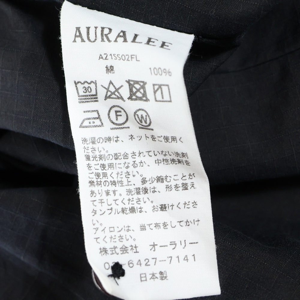 AURALEE(オーラリー) 21SS WASHED FINX RIPSTOP CHAMBRAY HALF SLEEVED SHIRTS リップストップ シャンブレー 半袖シャツ ブラック A21SS02FL
