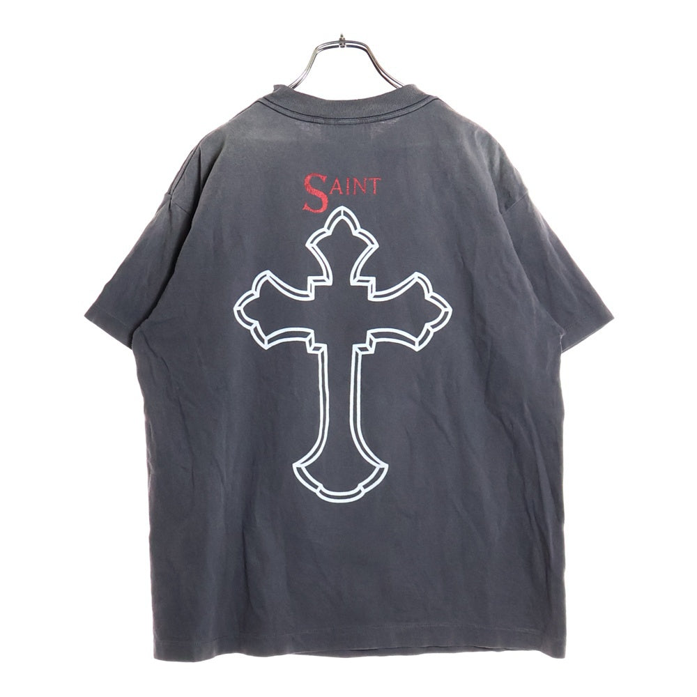 SAINT MICHAEL(セントマイケル) 25SS 2PAC 2PC_SS TEE 2パック フォトプリント ヴィンテージ加工 半袖Tシャツ ブラック SM-HR8-0000-C14