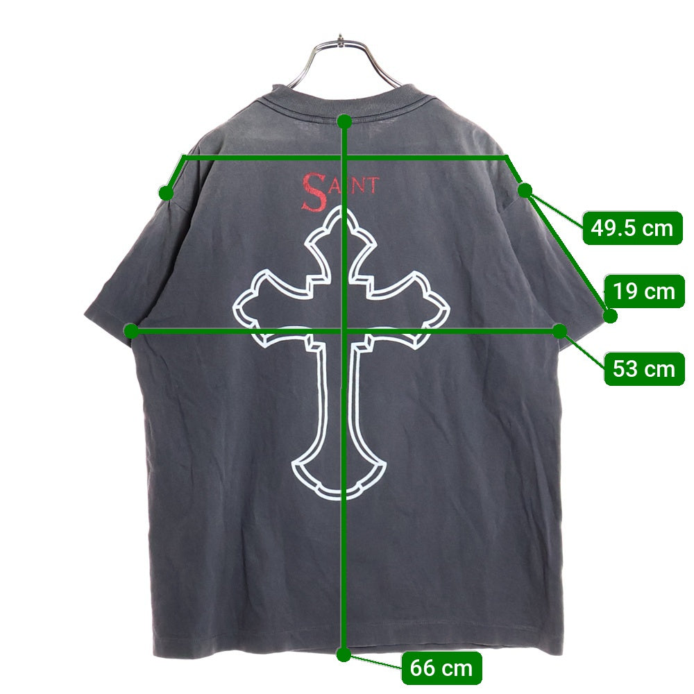 SAINT MICHAEL(セントマイケル) 25SS 2PAC 2PC_SS TEE 2パック フォトプリント ヴィンテージ加工 半袖Tシャツ ブラック SM-HR8-0000-C14